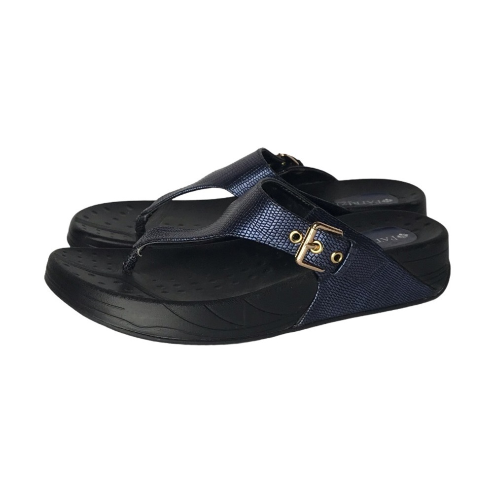 Patrizia by Spring Step Sandals‎ Womens 8.5 Thong Metallic Blue Beachwear Summer